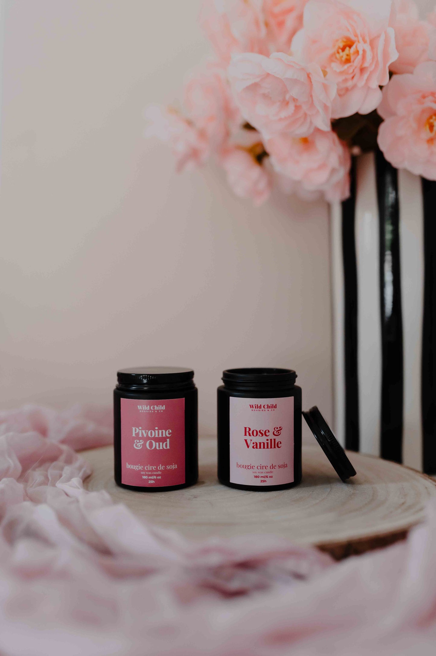 "Pivoine & Oud" Bougie naturelle parfumée - 25h
