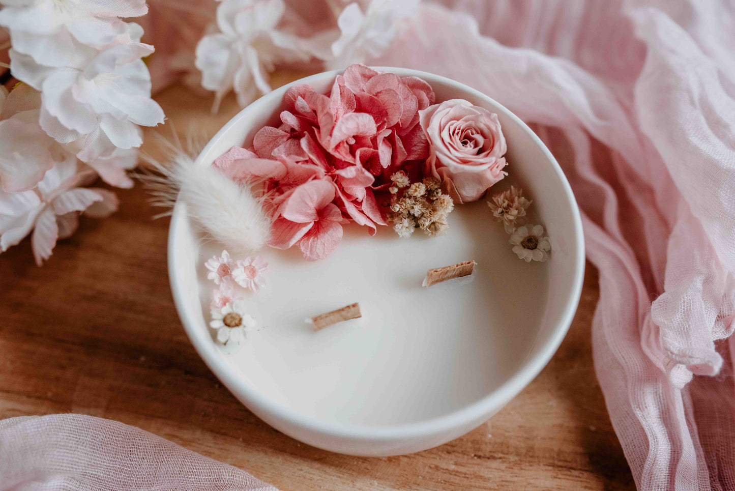 Fleur de Cerisier - Bougie cire de soja, parfum sans CMR, fleurs séchées