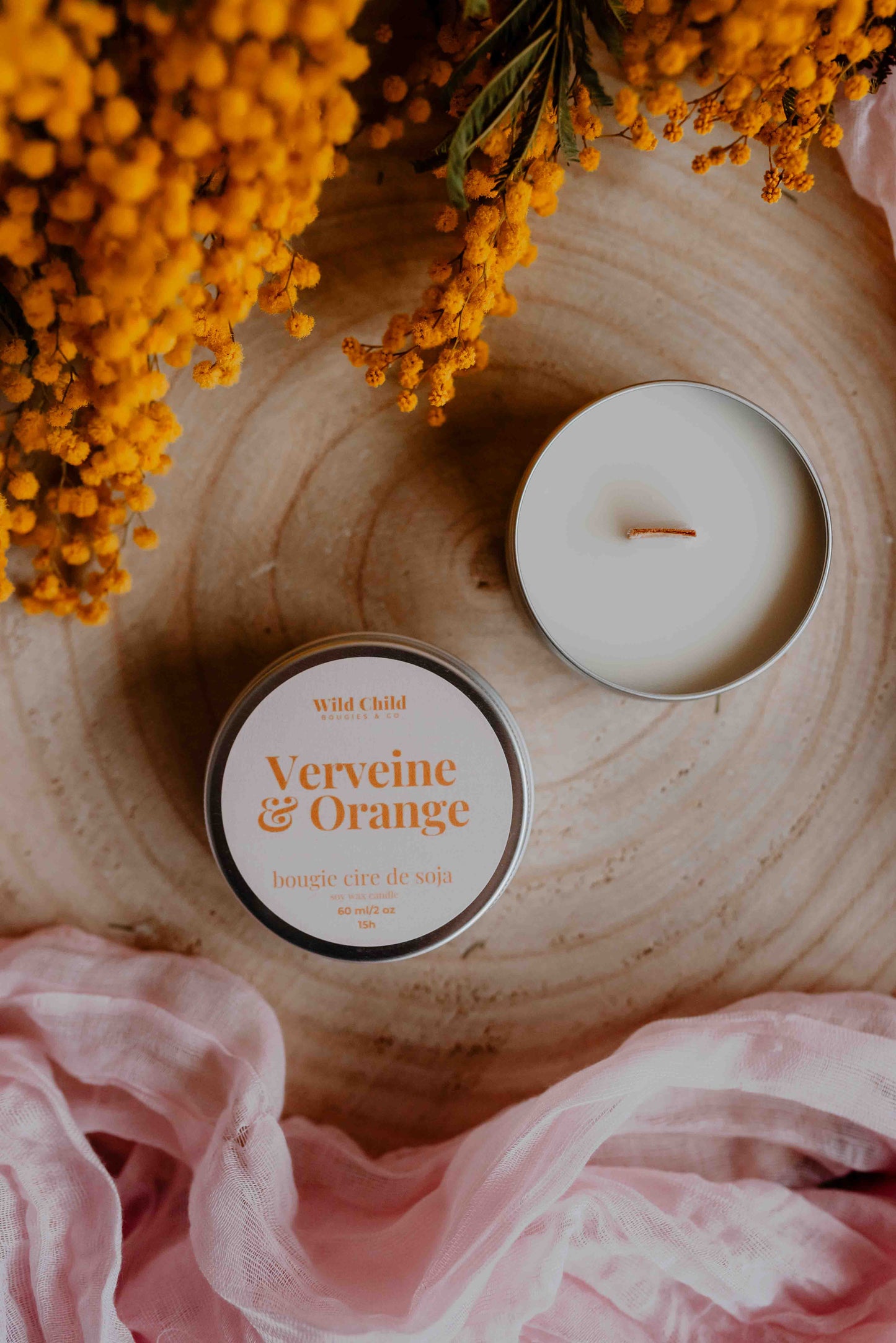 "Verveine & Orange" - Bougie naturelle parfumée - 15h