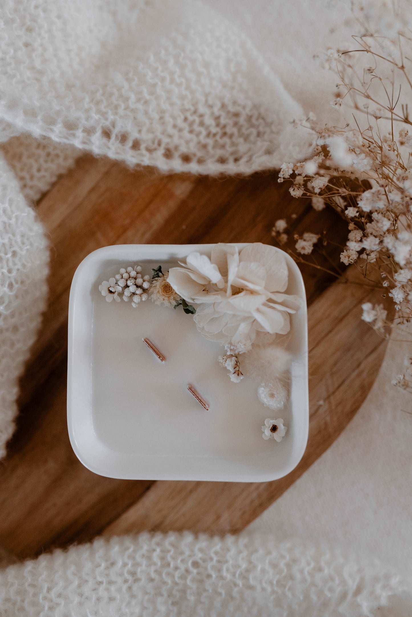 Fleur de Coton - Bougie cire de soja, parfum sans CMR, fleurs séchées