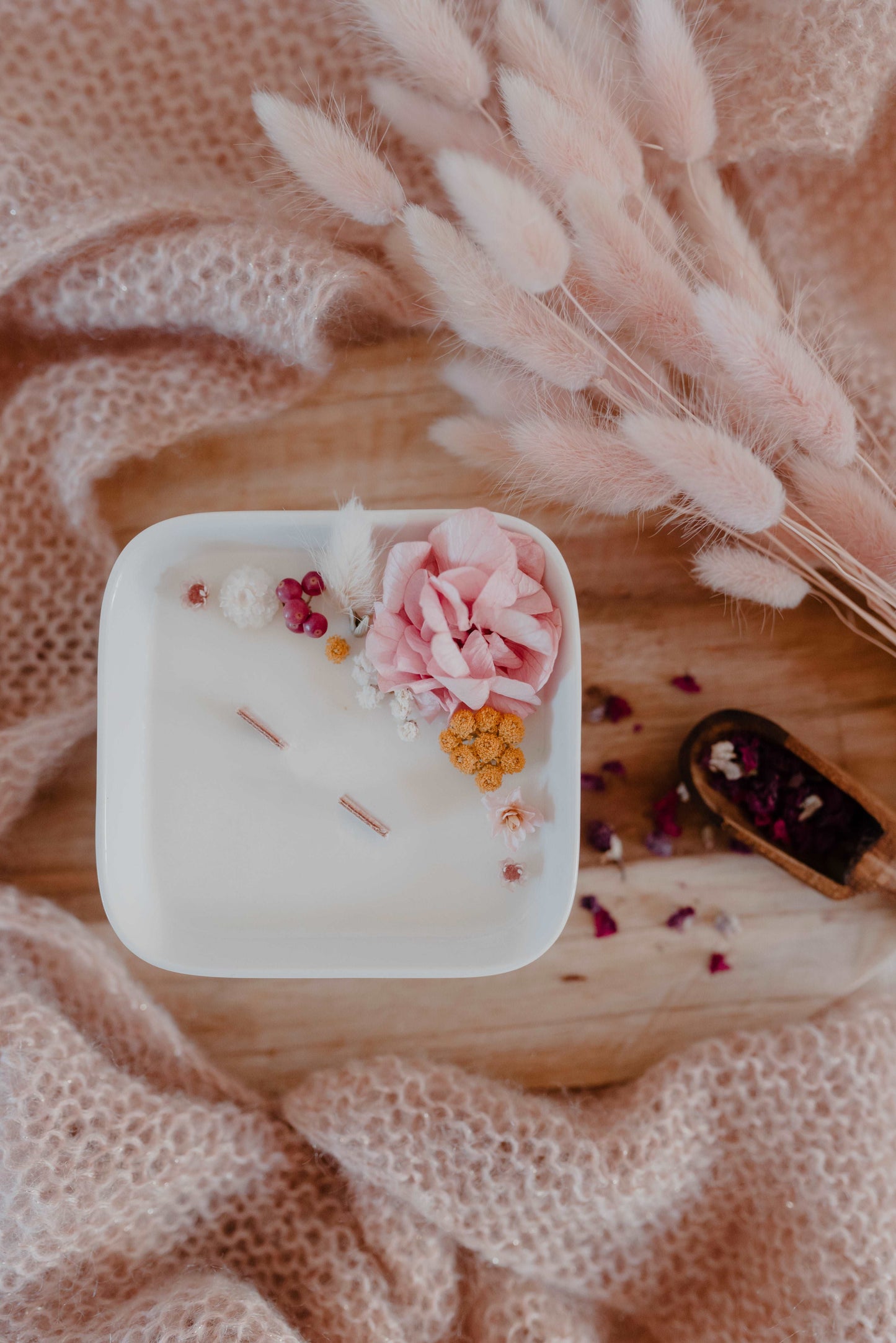 Fleur de cerisier - Bougie cire de soja, parfum sans CMR, fleurs séchées