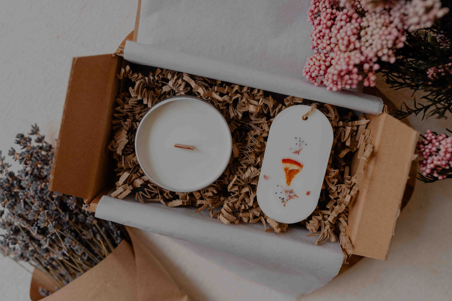 Coffret cadeau personnalisable, mini bougie + fondant parfumé