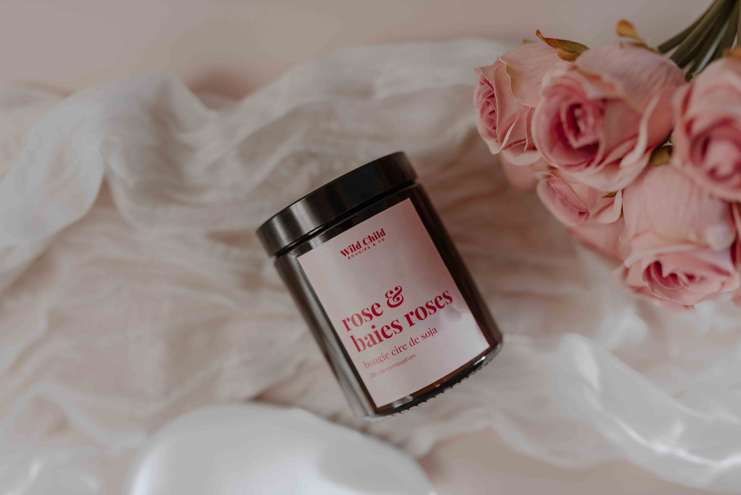 Rose & Baies roses - Bougie cire de soja et parfum sans CMR