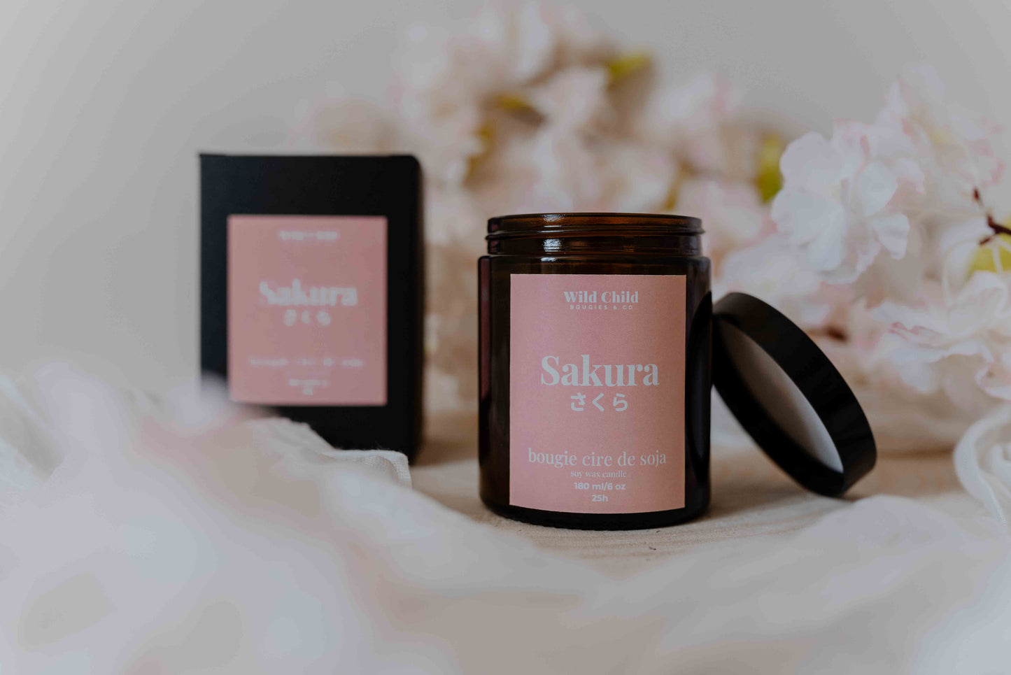 Sakura - Bougie cire de soja et parfum sans CMR - 25h