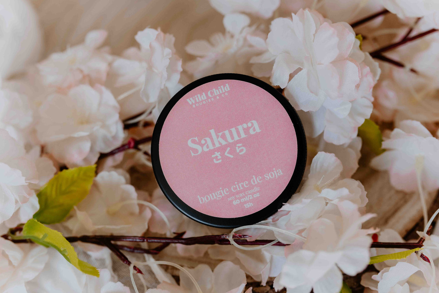 Sakura - Mini bougie cire de soja et parfum sans CMR - 12h