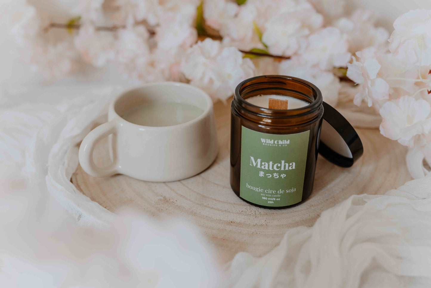 Matcha - Bougie cire de soja et parfum sans CMR - 25h