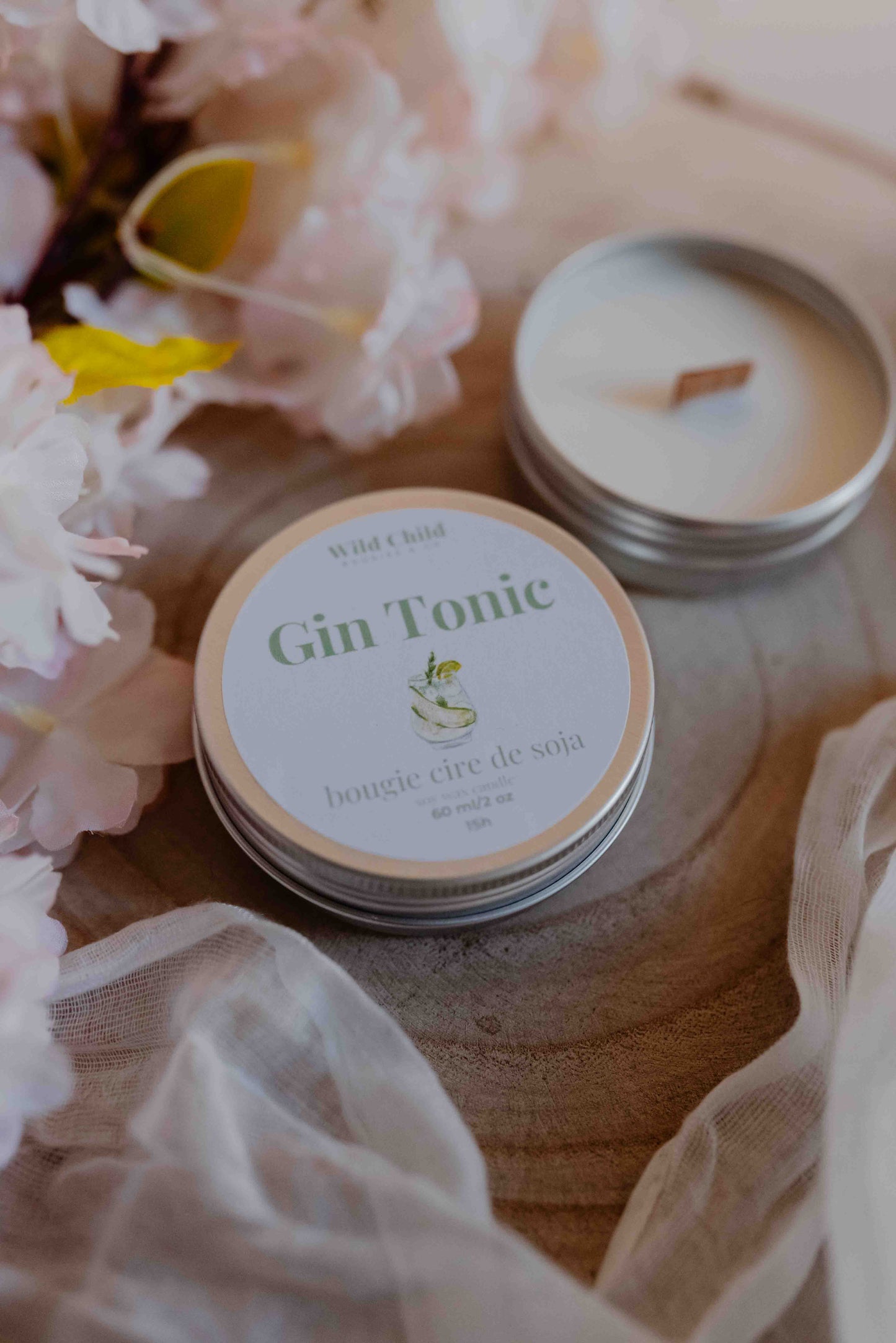 Gin Tonic - Mini bougie cire de soja et parfum sans CMR - 15h