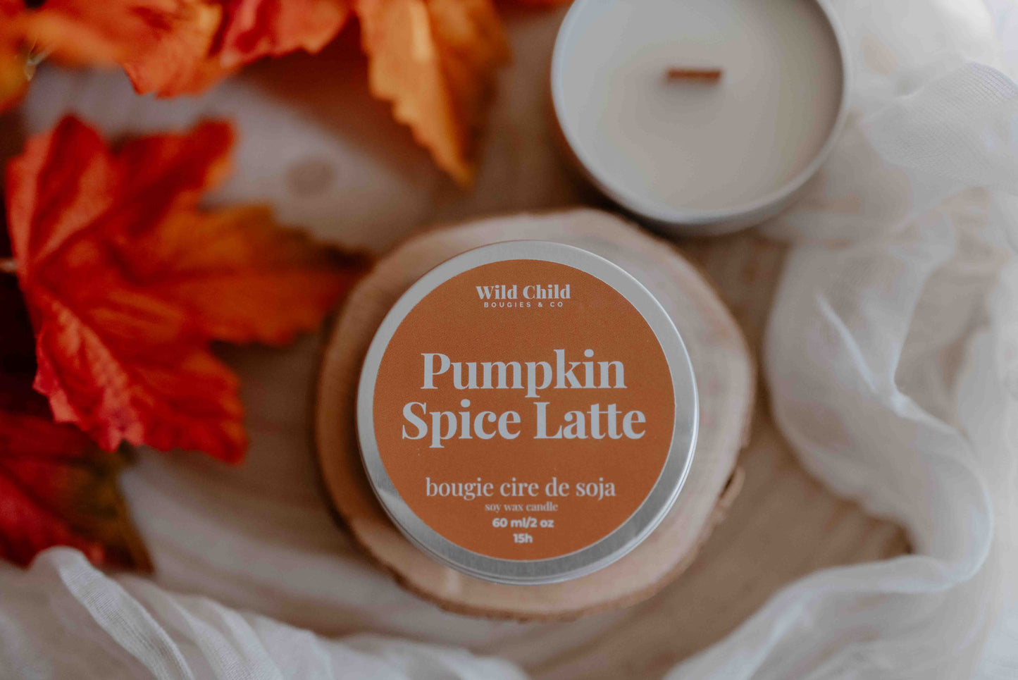 "Pumpkin Spice Latte" - Bougie naturelle parfumée - 15h