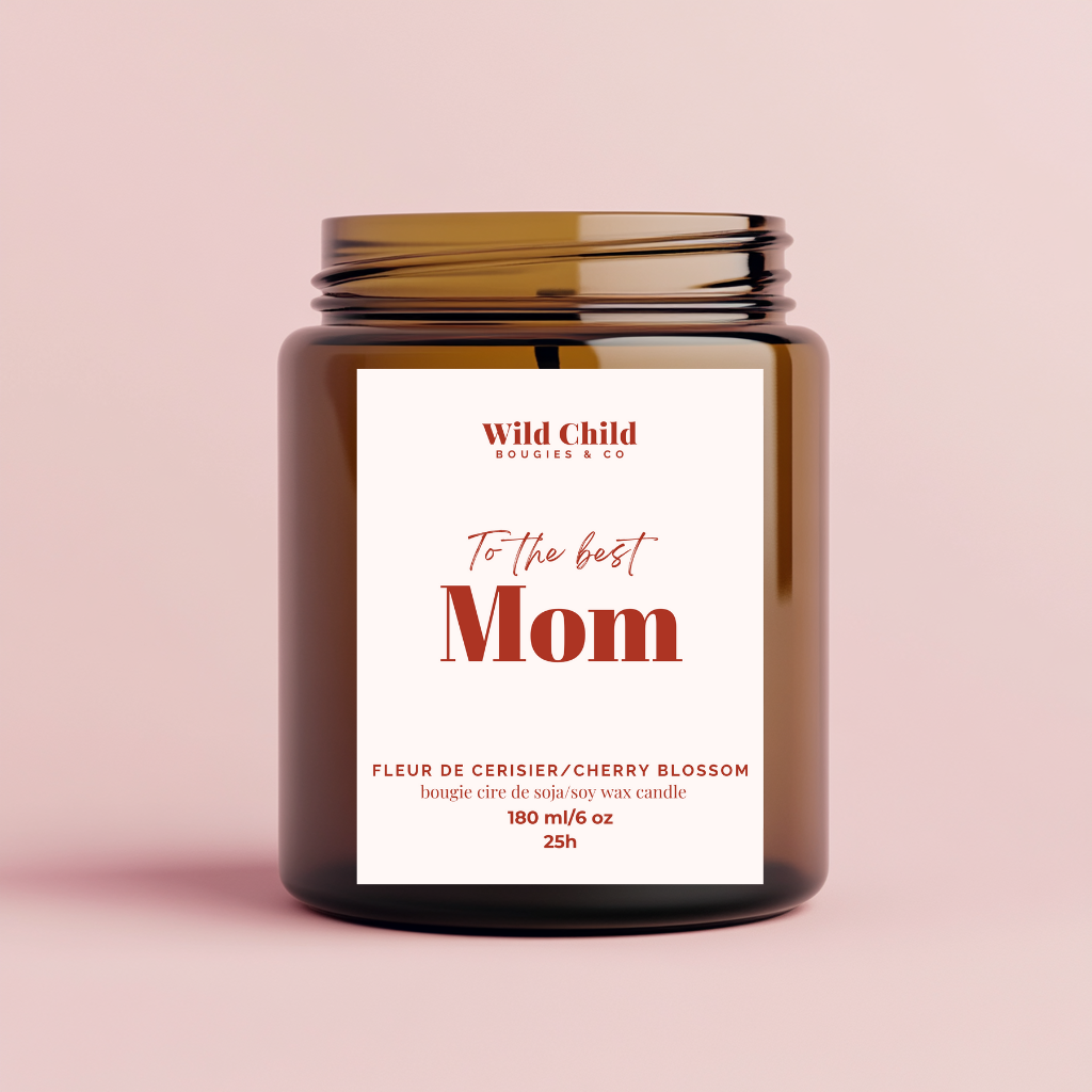 "Best Mom" Bougie cire de soja et parfum au choix 25h