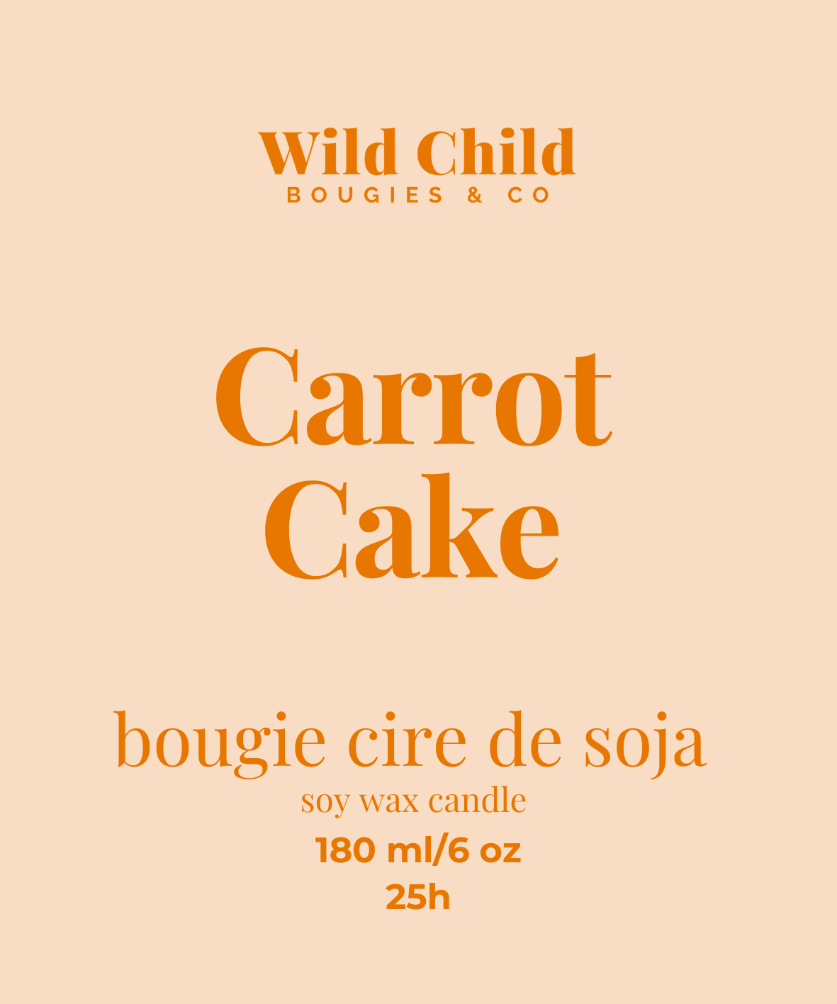 Bougie naturelle parfumée CARROT CAKE 25h