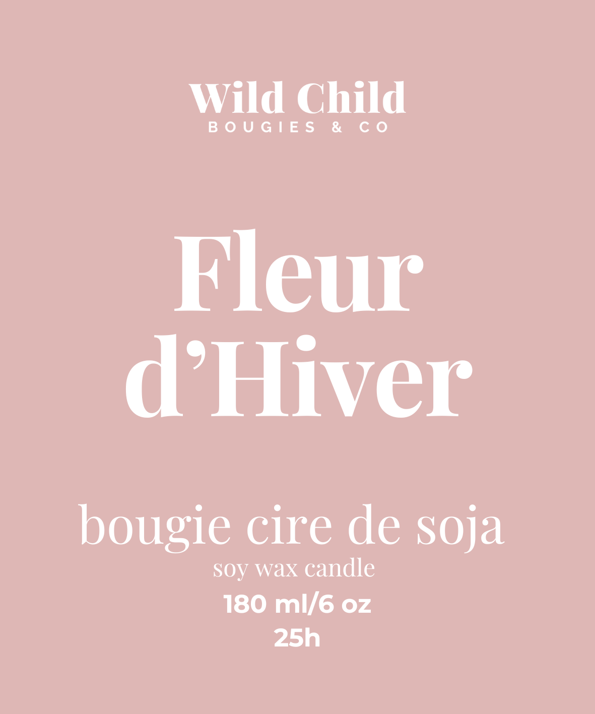 "Fleur d'hiver" Bougie de Noël - Cire végétale - 25h