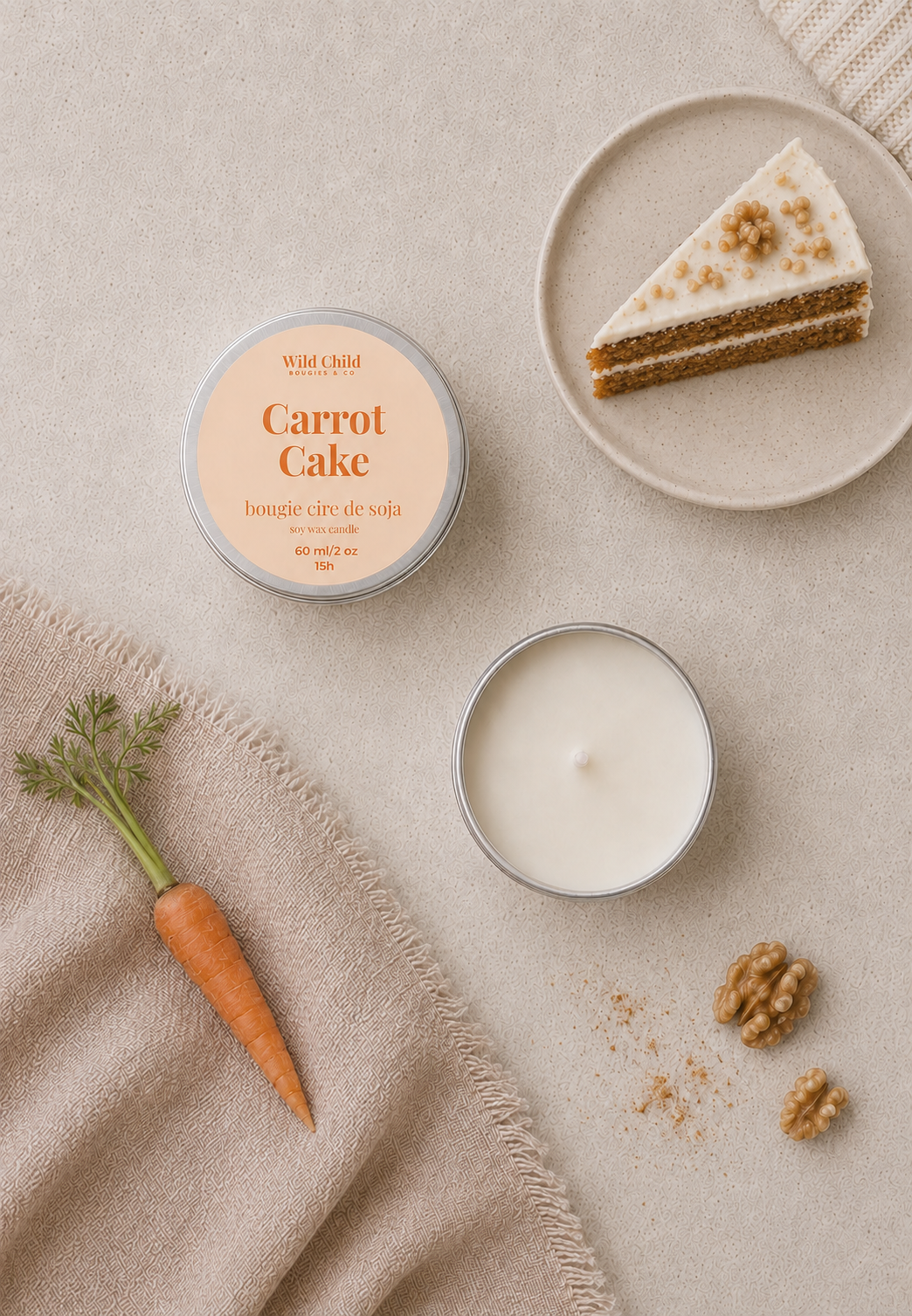 Bougie naturelle parfumée CARROT CAKE 25h
