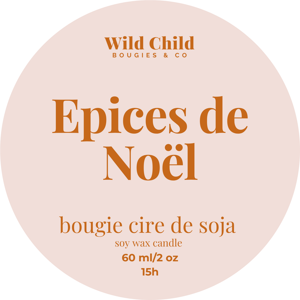 Epices de Noël - Mini bougie cire de soja et parfum sans CMR