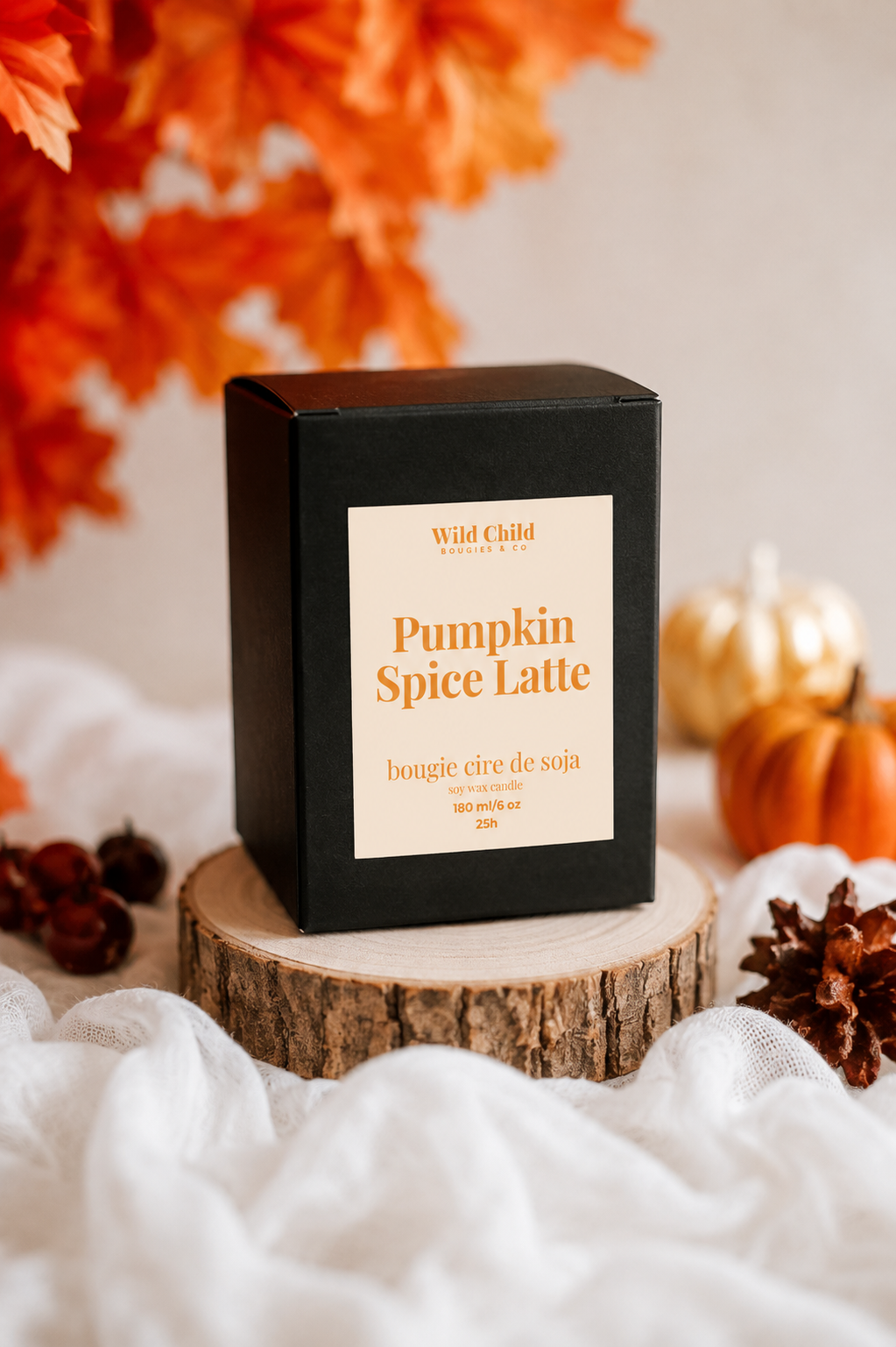 "Pumpkin Spice Latte" - Bougie naturelle parfumée - 25H