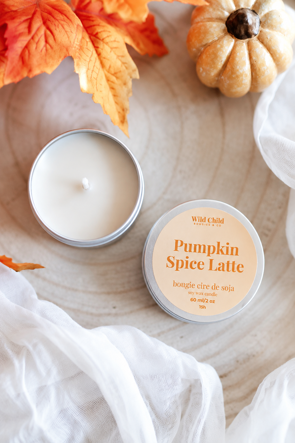 "Pumpkin Spice Latte" - Bougie naturelle parfumée - 15h
