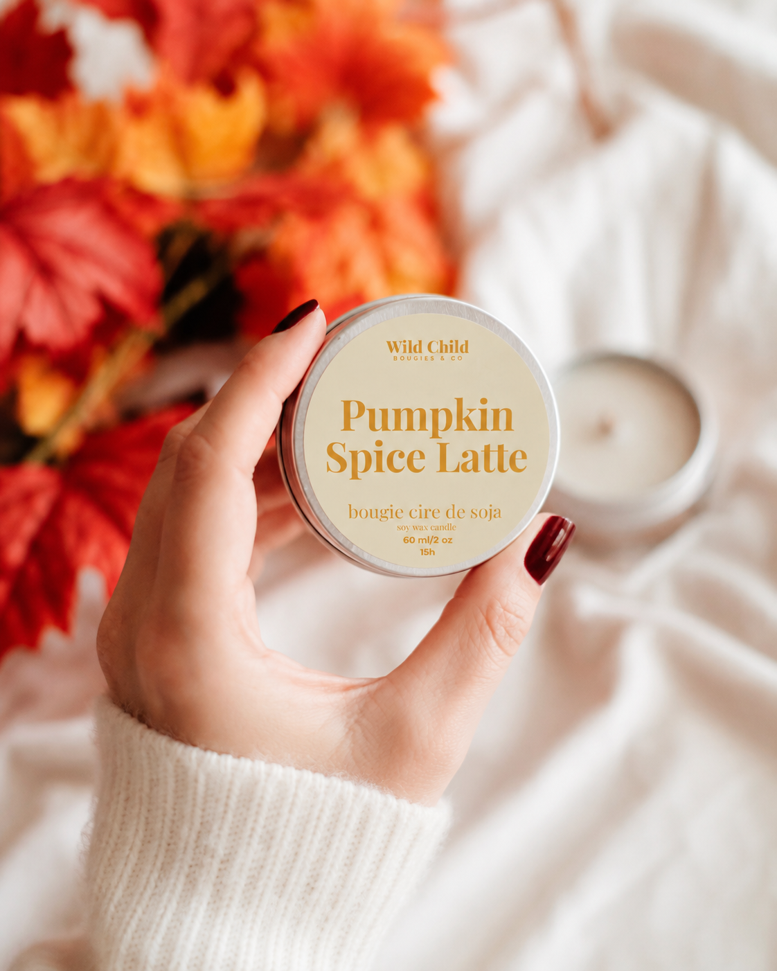 "Pumpkin Spice Latte" - Bougie naturelle parfumée - 15h